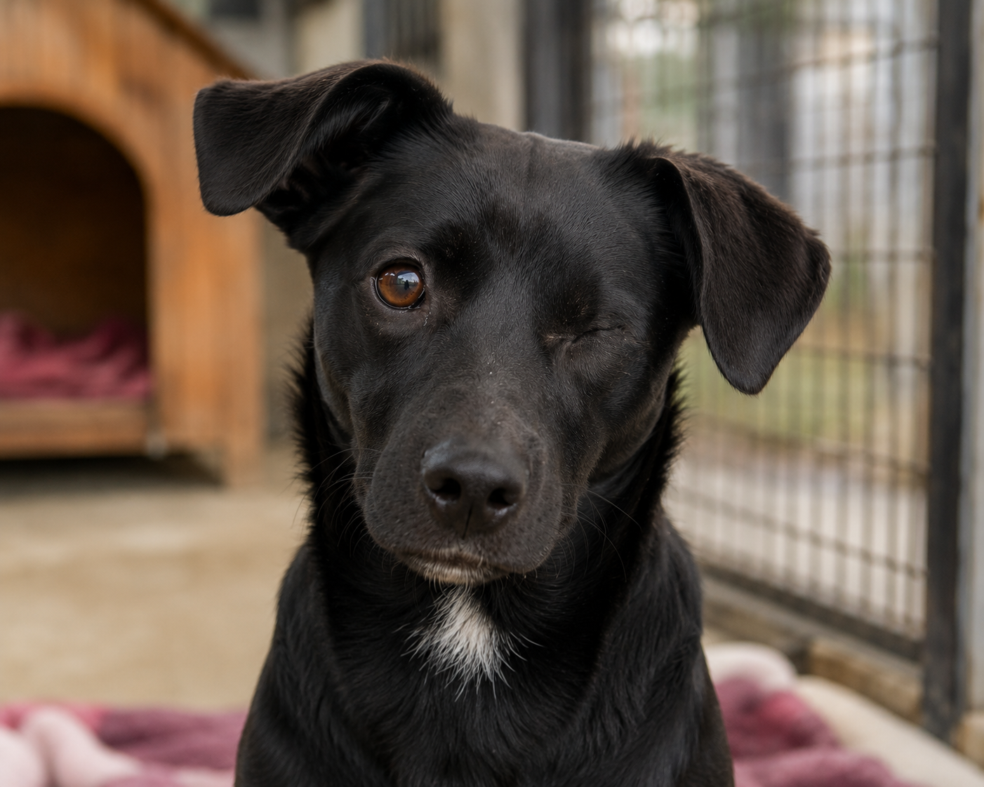 Hund im Shelter